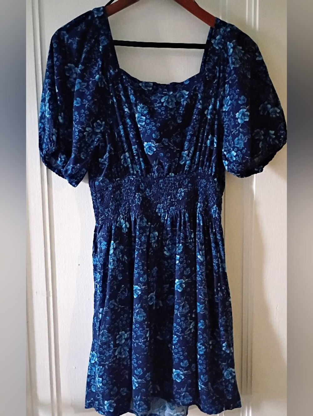 Old Navy Navy and Light Blue Floral Midi Dress
